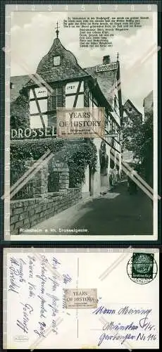 Foto AK - Rüdesheim am Rhein Drosselgasse -  1938 gelaufen Rheingau-Taunus