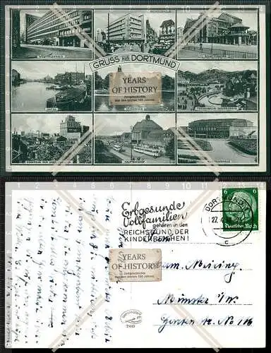 AK Gruß aus Dortmund mehrfach Ansicht gelaufen 1937 schöner Sonderstempel