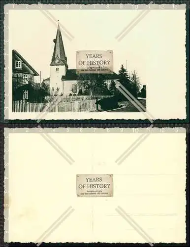 Foto AK Kirchenansicht kleines Dorf Straße mit Haus 1936