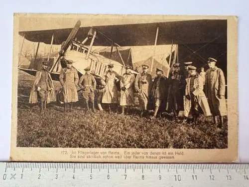 AK 1. WK Im Fliegerlager Reims - Deutsche Flugzeugführer 1. Weltkrieg Feldpost