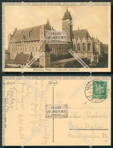 AK Marienburg Westpreußen, Hoch Schloss Südostecke, 1926 gelaufen