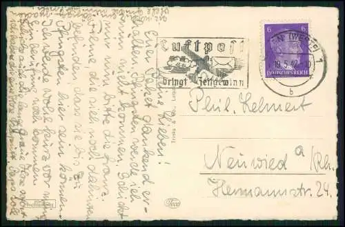 AK Altena Westfalen Blick auf den Ort mit Burg 1942 gelaufen Stempel Luftpost