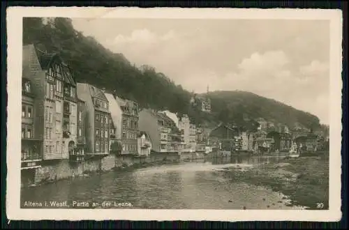 AK Altena an der Lenne Wohnviertel mit Flusslauf an der Lennestraße 1940