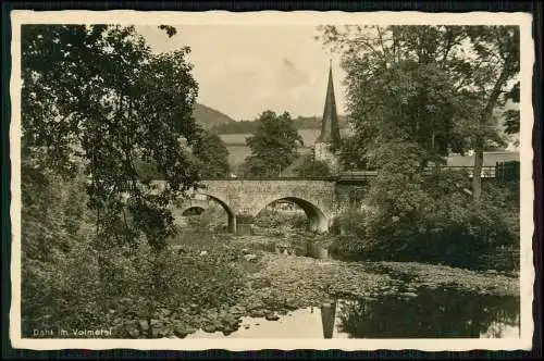 AK Dahl Volme Hagen Ruhrgebiet Flusspartie im Volmetal Brücke Kirche 1933 gel.