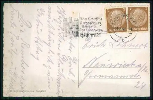 AK Hagen NRW Schwanenteich im Stadtgarten 1940 gel. Stempel Deutsche Rote Kreuz