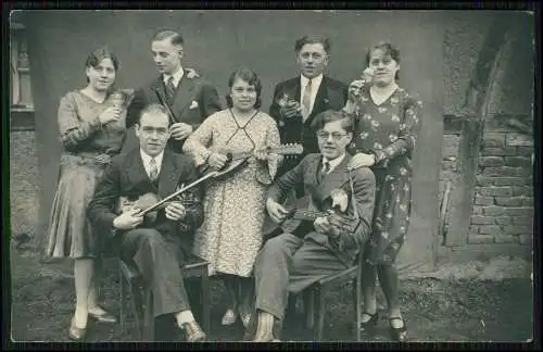 Foto AK kleine Musikgruppe Geige Gitarre Laute 1939 Erftstadt Kerpen