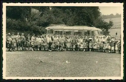 4x Foto AK Bus Omnibus Reise mit Kinder Erfttal Erftstadt Kerpen 1939-42