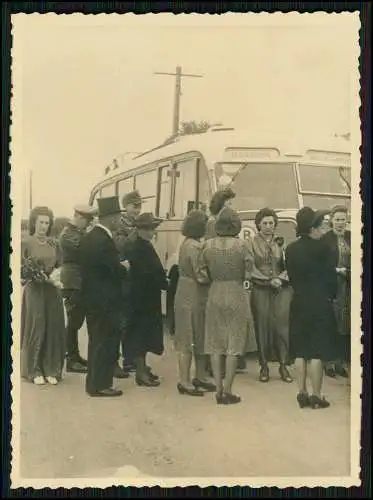 4x Foto AK Bus Omnibus Reise mit Kinder Erfttal Erftstadt Kerpen 1939-42