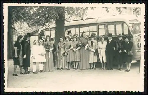 4x Foto AK Bus Omnibus Reise mit Kinder Erfttal Erftstadt Kerpen 1939-42