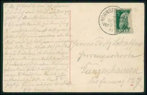AK Nürnberg Pegnitz-Partie Insel Schütt und Türme der Synagoge 1911 gelaufen