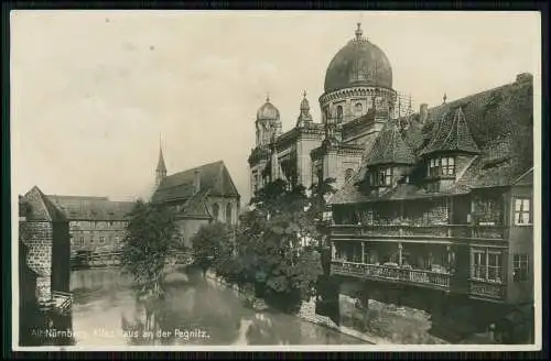 AK Nürnberg Franken altes Haus an der Pegnitz und Türme Synagoge 1930 gel.