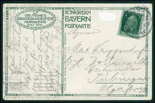 AK Nürnberg in Franken 8. Deutsches Sängerbundesfest - 27. - 31.7.1912 gelaufen