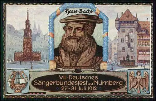 AK Nürnberg - VIII. Deutsches Sängerbundfest 1912 - Hans Sachs Harfe