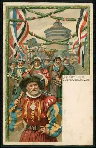 AK Litho Die Nürnberger Schnepperschützen X Deutsches Turnfest 1903 gelaufen