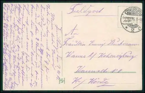 AK zeigt das Land- und Amtsgericht in Duisburg, gelaufen 1916 Feldpostkarte