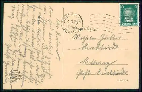 AK Bielefeld Brackwede Straße Partie am Sennefriedhof 1928 gelaufen