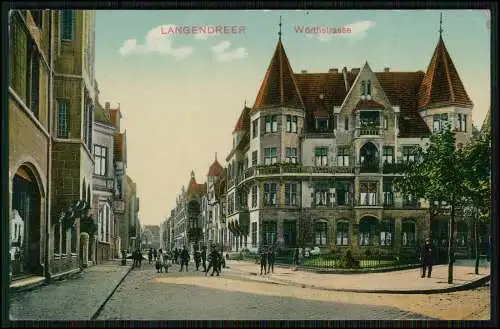 AK Kaiserstraße Ecke Wörthstraße im Bochum Stadtteil Langendreer 1911 gelaufen