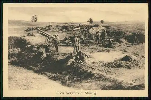 AK 1.WK 10 cm Geschützt Flak in Stellung Gegen russische Flieger Feldpost 1915