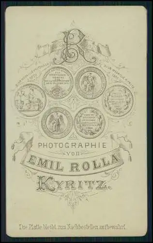 CDV Fotografie Emil Rolla Kyritz a. Knatter Dame mit Zopf und Hals Medaillon