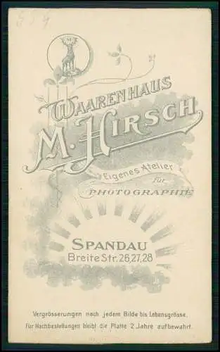 CDV Foto 3 feine junge Damen M. Hirsch, Spandau, Breite Str. 26-28