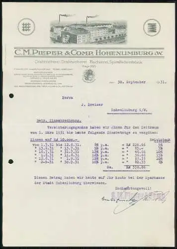 19x Foto Werk und Rechnung Hohenlimburg Hagen -C. M. Pieper & Comp. Drahtweberei