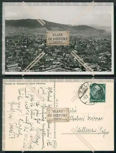 AK Ansichtskarte Offenburg Baden Luftbild vom Flugzeug Bahnhof 1936 gel. 