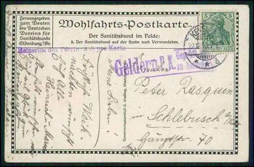 2x AK 1.WK Sanitätshund sucht Verwundete - Stempel Geldern P.K. befördern 1917