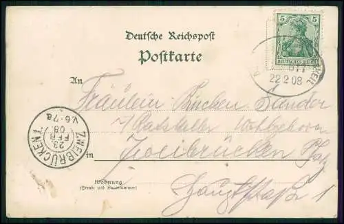 AK Metzenhausen Kirchberg Rhein-Hunsrück Kapelle Mariä Himmelfahrt 1908 gelaufen