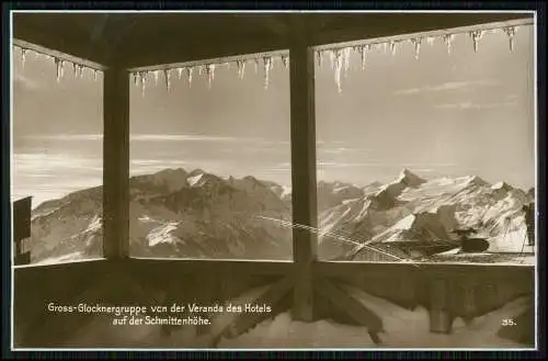 Foto AK Großglockner Gruppe von der Veranda Berghotel Schmittenhöhe Trinks Karte