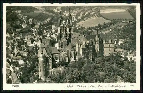 4x Foto AK Meißen an der Elbe Luftbild Dom mit Albrechtsburg uvm. 1942 gelaufen