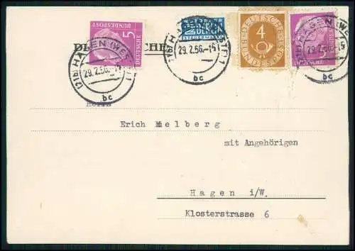 Beileidskarte Dr. Riefs ? Karte mit Präge Wappen 1956 gelaufen Hagen Ruhrgebiet