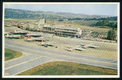 Foto AK Flughafen Zürich Airport Flugzeuge Terminals Restaurant Fliegeraufnahme