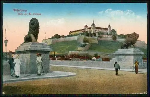 2x AK Würzburg Blick auf die Festung und Main Brücke 1917 Feldpost gelaufen