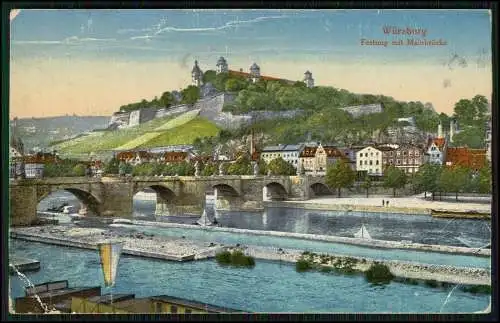 2x AK Würzburg Blick auf die Festung und Main Brücke 1917 Feldpost gelaufen
