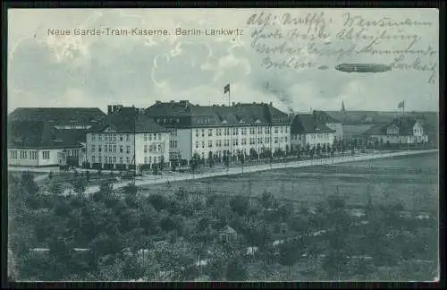 AK Berlin Steglitz Lankwitz Neue Garde-Train-Kaserne Zeppelin 1915 Feldpost gel.