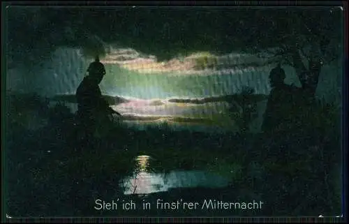 AK 1. WK Steh' ich in finstrer Mitternacht 1915 Zweibrücken Feldpost gelaufen