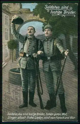 AK 1.WK Soldaten sind lustige Brüder 1915 Waldfischbach-Burgalben Feldpost gel.