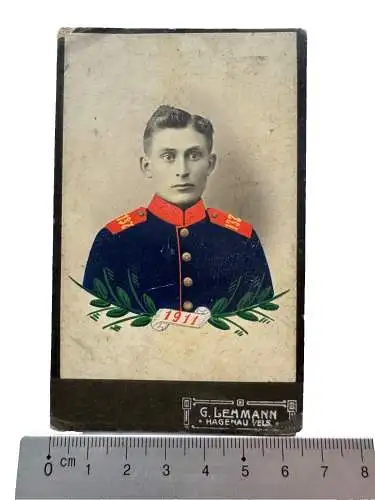 CDV Foto Soldat Portrait 137-er Regiment 1911 Atelier G. Lehmann Hagenau Elsass