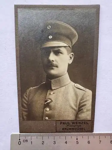 CDV Foto Soldat Portrait EK Band im Knopfloch Atelier Paul Wenzel Krummhübel