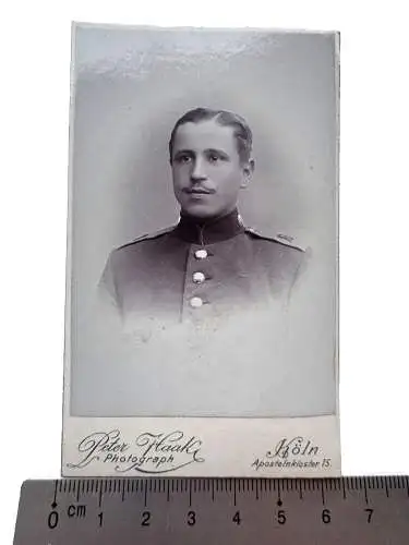 CDV Foto Soldat Uniform Schulterklappe Regiment 16 Atelier Peter Haak Köln Rhein