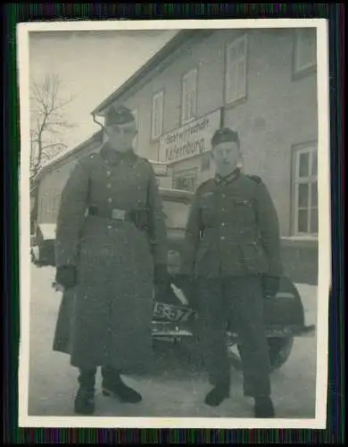 Foto Soldaten mit Fahrzeug vor Gasthof Kneipe Gastwirtschaft Käfernburg 1939