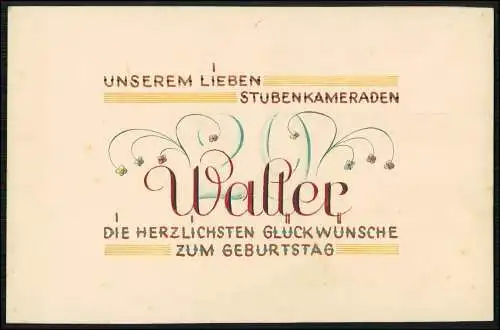 Karte fester Karton 22x14cm Grüße zum Geburtstag an Walter Charkow Ukraine 1942