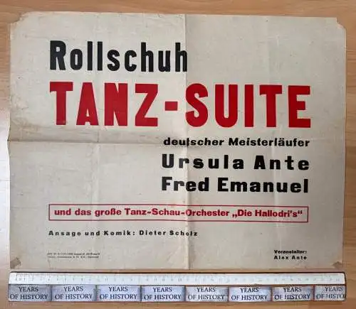 Foto und Plakat 1951 - Ursula Ante Training Dortmund Rollschuh Rollkunstlaufen