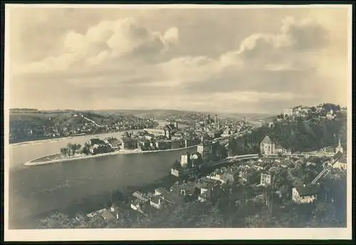 Foto 23x16cm Passau in Niederbayern Zusammenfluss Ilz und Inn mit der Donau 1936