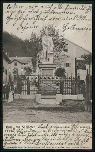 AK Solnhofen an der Altmühl - Alois-Senefelder-Denkmal 1905 gelaufen