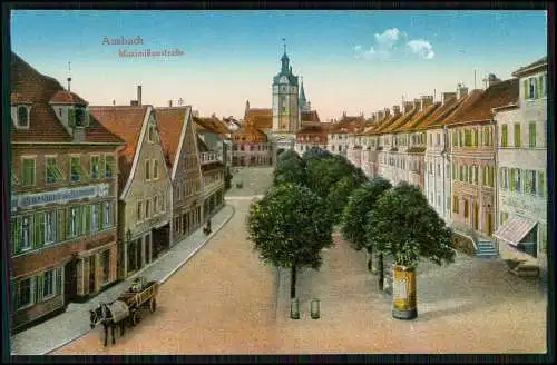 AK Ansbach in Mittelfranken Bayern - Panorama mit Kirche 1905