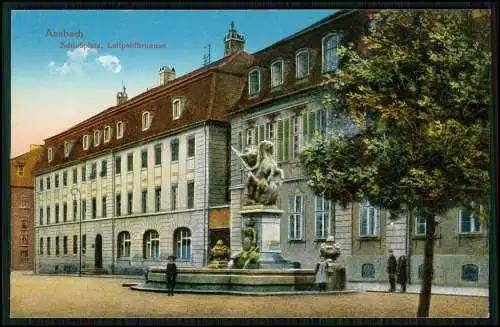 AK Ansbach in Mittelfranken Bayern - Luitpoldbrunnen am Schloss 1899