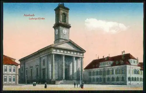 AK Ansbach in Mittelfranken Bayern -  Partie an der Ludwigs-Kirche 1901