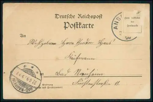 AK Ansbach in Mittelfranken Bayern - Partie Gymnasium 1898 gelaufen
