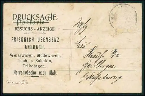 AK Ansbach in Mittelfranken Bayern - Oberer Markt Johanniskirche 1901 gelaufen